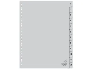 Tabblad Kangaro A4 cijfers PP 120 micron grijs 23-gaats 12-delig EB - 1