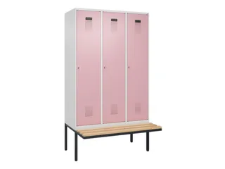 locker met bank,voor scheiding van kleding,HxBxD 2120x1200x815mm,3vak - 2