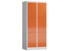 Lockerkast 1800x800x500mm 2x3 vakken cilinderslot, sokkel, RAL3000