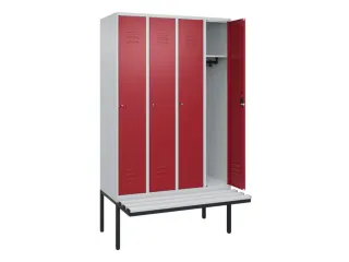 locker met bank,HxBxD 2120x1200x815mm,4vak,vak B 300mm,cil.-slot - 2