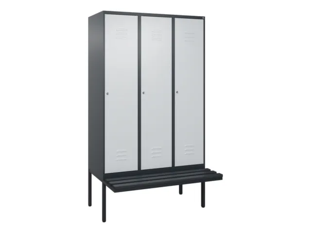 locker met bank,HxBxD 2120x1200x815mm,3vak,vak B 400mm,cil.-slot
