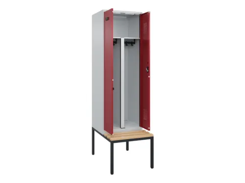 PBM-locker met bank,HxBxD 2120x600x815mm,2vak,vak B 300mm