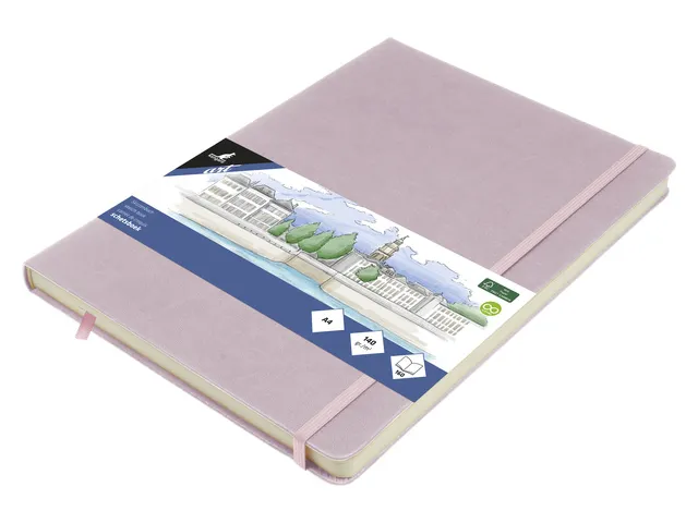 Schetsboek Kangaro A4 violet PU HC 80 blad 140gr roomwit met elastiek