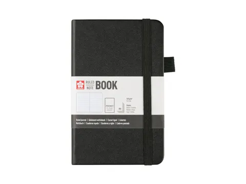Notitieboek Sakura hard cover pocket lijn zwart 90x140mm