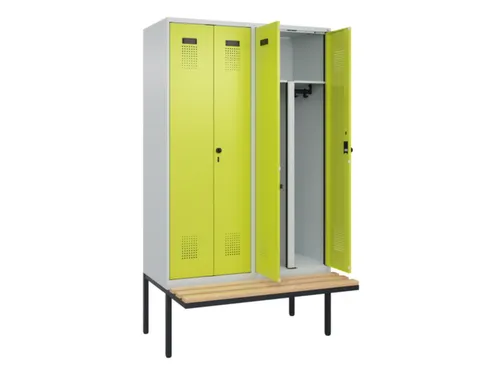 PBM-locker met bank,HxBxD 2120x1200x815mm,4vak,vak B 300mm