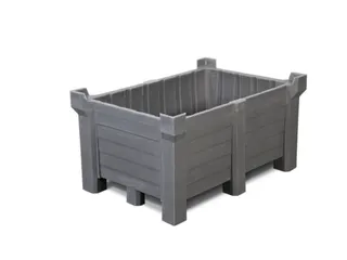 stapelbak,HxLxB 600x800x1000mm,260l,PE,grijs,Wanden gesloten - 1