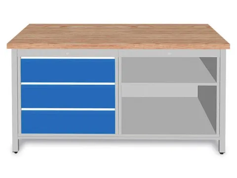 werkbank,HxBxD 860x1500x750mm,onderstel RAL3003,fronten RAL9005