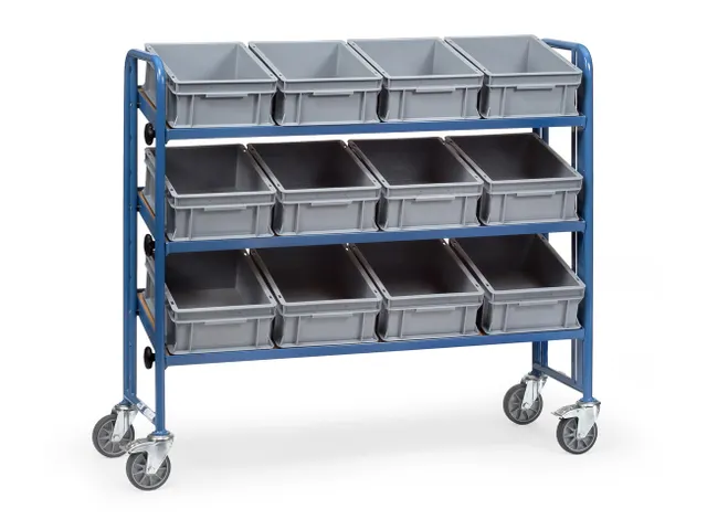 Bakkenwagen 2884 250kg 1240x415mm 3 Etages Hout Ral5007