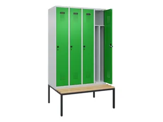 locker met bank,voor scheiding van kleding,HxBxD 2120x1200x815mm,4vak - 1
