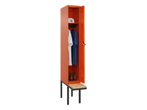 locker met bank,HxBxD 2120x300x815mm,1vak,vak B 300mm,draaigrendel
