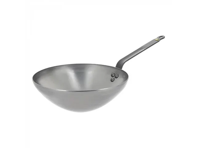 De Buyer Carbone Plus Wok 24cm platte bodem Plaatstaal