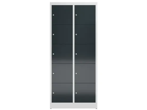 lockerkast,HxBxD 1800x800x500mm,2x5vakken,cil.-slot,romp RAL7035