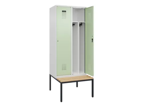 locker met bank,voor scheiding van kleding,HxBxD 2120x800x815mm,2vak