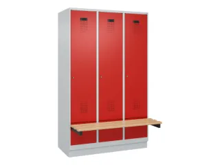locker met bank,HxBxD 1950x1200x815mm,3vak,vak B 400mm,cilinderslot - 2