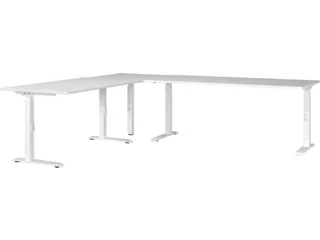 hoekbureau,in h. verstelb.,HxBxD 710-910x2600x2200mm,blad wit - 1
