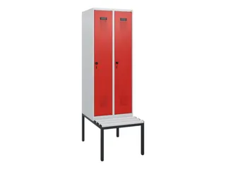 locker met bank,HxBxD 1950x600x815mm,2vak,vak B 300mm,draaigrendel - 2