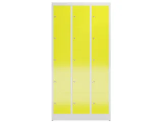 Lockerkast 1800x870x500mm 3x5 vakken cilinderslot, sokkel, RAL1018 - 2