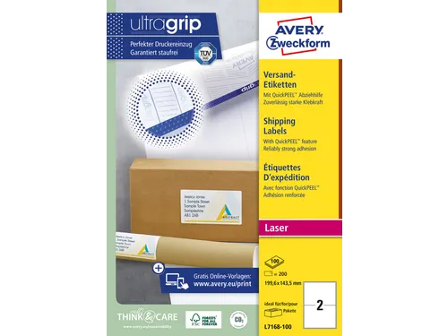 Verzendetiket Avery QuickPeel L7168-100 199.6x143.5mm Wit 200 stuks