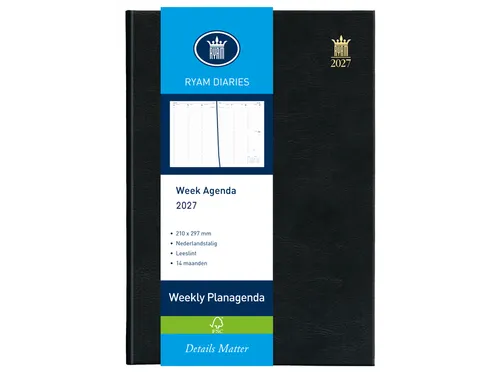 Agenda 2027 Ryam Weekly Mundior 7dagen/2pagina's zwart