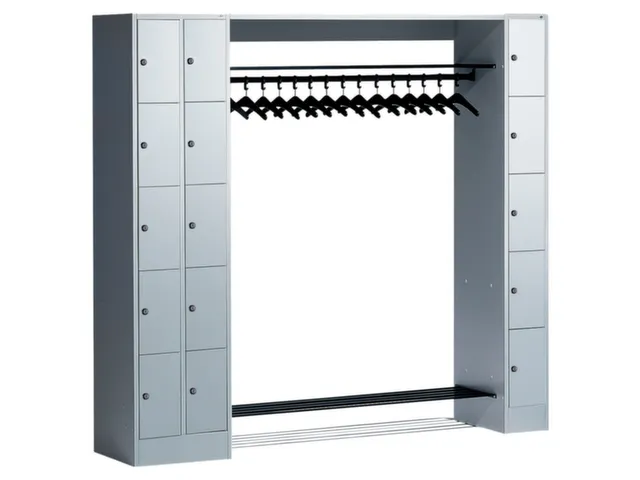 locker met kapstok,HxBxD 1950x2100x480mm,romp RAL7021,front RAL7021