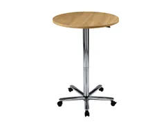 zuilheftafel,HxØ 720-1140x800mm,rond,voetkruis verchroomd,blad beuken