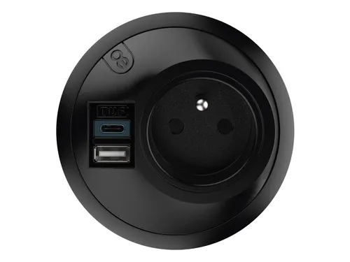Desktop stekkerdoos Power PixelTUF 1x Penaarde +USB A/C 25W Zwart