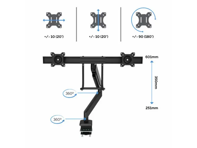 Monitorarm Fellowes Eppa voor 2 Schermen Crossbar Zilver
