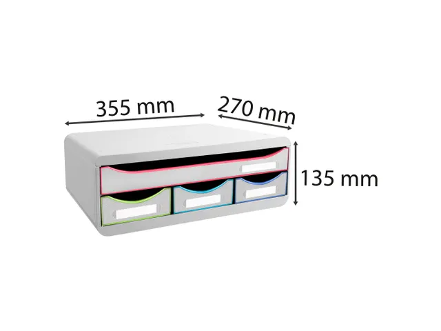 TOOLBOX MINI 4 lades wit/harlekijn/wit