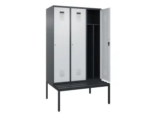 locker met bank,voor scheiding van kleding,HxBxD 2120x1200x815mm,3vak - 1