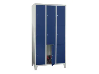 lockerkast,HxBxD 1850x1200x500mm,3x3vakken,RAL7035,front RAL5010 - 2