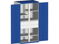 kast met geperforeerde platen,HxBxD 2000x1050x650mm,2xStalen bodem