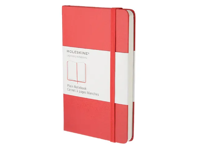 Notitieboek Moleskine pocket 90x140mm blanco hard cover scarlet red