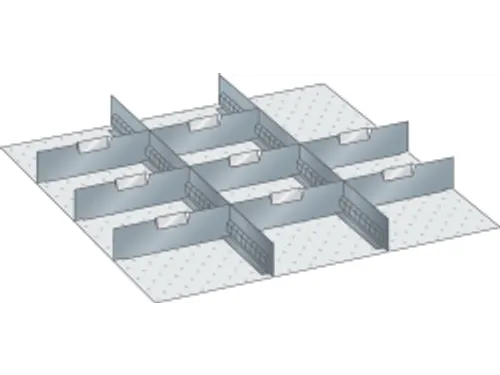 Indelingsmateriaal H 100mm 2gesleufde Lengteverdelers/8dwarsverdelers