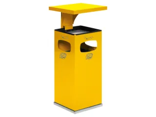 Combi-Asbak Staalplaat Geel 910x395x395mm 3 Inworpopeningen - 1
