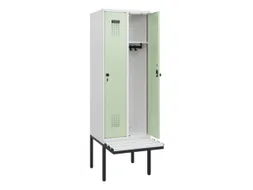 locker met bank,HxBxD 1950x600x815mm,2vak,vak B 300mm,draaigrendel
