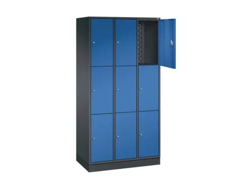lockerkast,HxBxD 1950x920x500mm,3x3vakken,cil.-slot,sokkel