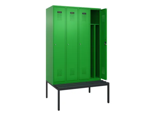 locker met bank,voor scheiding van kleding,HxBxD 2120x1200x815mm,4vak