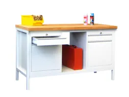 Werkbank 900x1500x700mm 4laden Frame/behuizing Ral7035 Front Ral5012