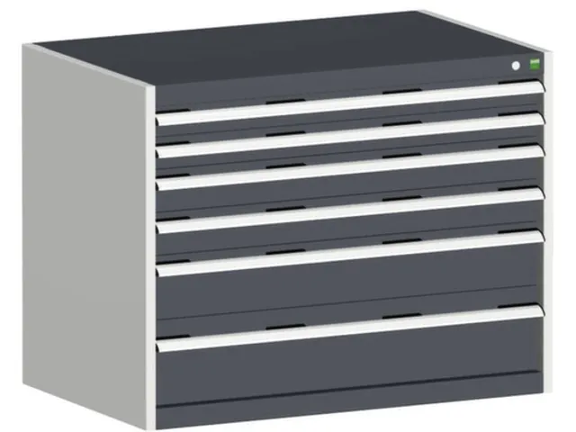 ladekast HxBxD 800x1050x650mm 6laden RAL7035 front RAL7016