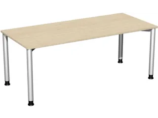 Bureau 4-Poot Ronde Buis Hxbxd 680-800X1800X800Mm Esdoorn - 1