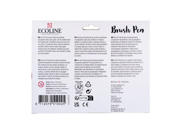 Brushpen Talens Ecoline set à 15 kleuren