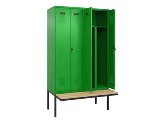 PBM-locker met bank,HxBxD 2120x1200x815mm,4vak,vak B 300mm - 1
