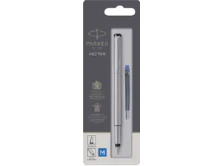 Vulpen Parker Vector stainless steel medium blister à 1 stuk - 1
