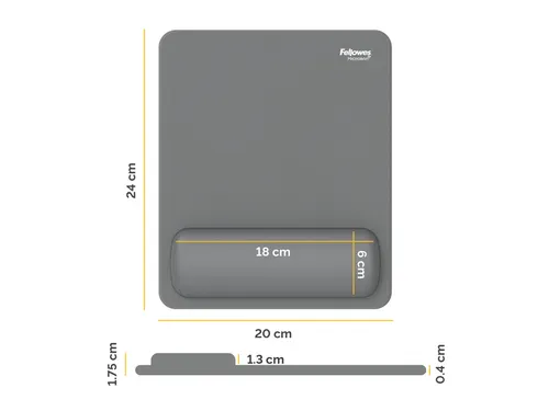 Muismat met polssteun Fellowes Breyta grijs 20x24cm