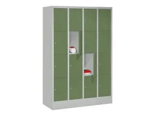 lockerkast,HxBxD 1518x1200x500mm,4x4vakken,RAL7035,front RAL6011 - 2