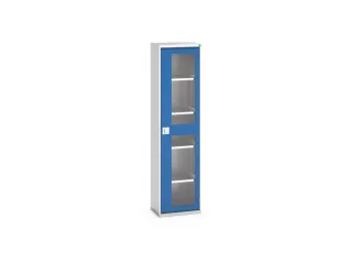 vitrinekast 2000x525x350mm 4xStalen bodem romp RAL7035 front RAL5010 - 1