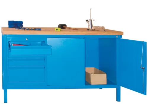 werkbank,HxBxD 900x1500x700mm,onderstel/romp RAL7035,front RAL7016