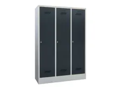lockerkast,HxBxD 1850x1200x500mm,3vak,RAL7035,front RAL6011