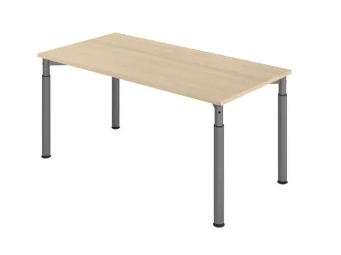 bureau,HxBxD 680-820x1600x800mm,blad eiken,4voeten grafiet,ronde buis