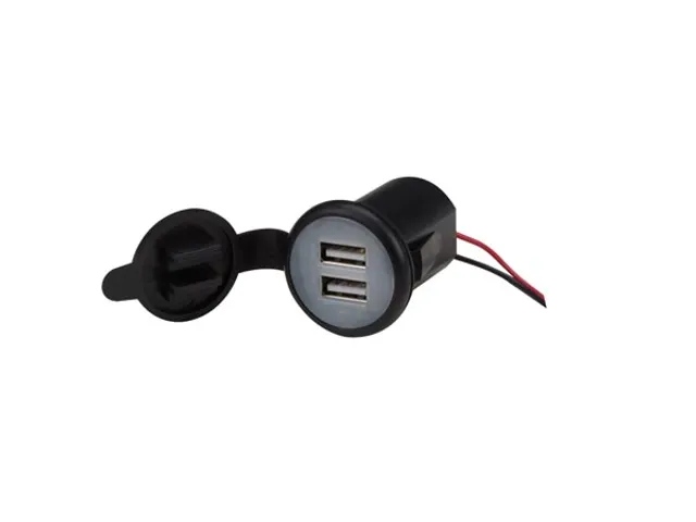 USB-Lader Voor DE Auto-Inbouw (12-24 VDC IN, 2 x 5 V UIT)